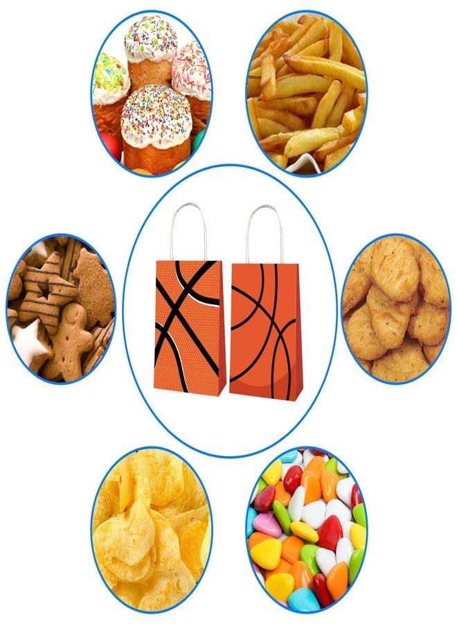 Qpout 12 Pack Basketball Gift Bags Bulk, Basketball Goodie Treats Bag for Team Snacks, Girls Boys Basketball Team Bag, Basketball Party Favors Bags for Birthday, Paper Candy Bags - Image 5